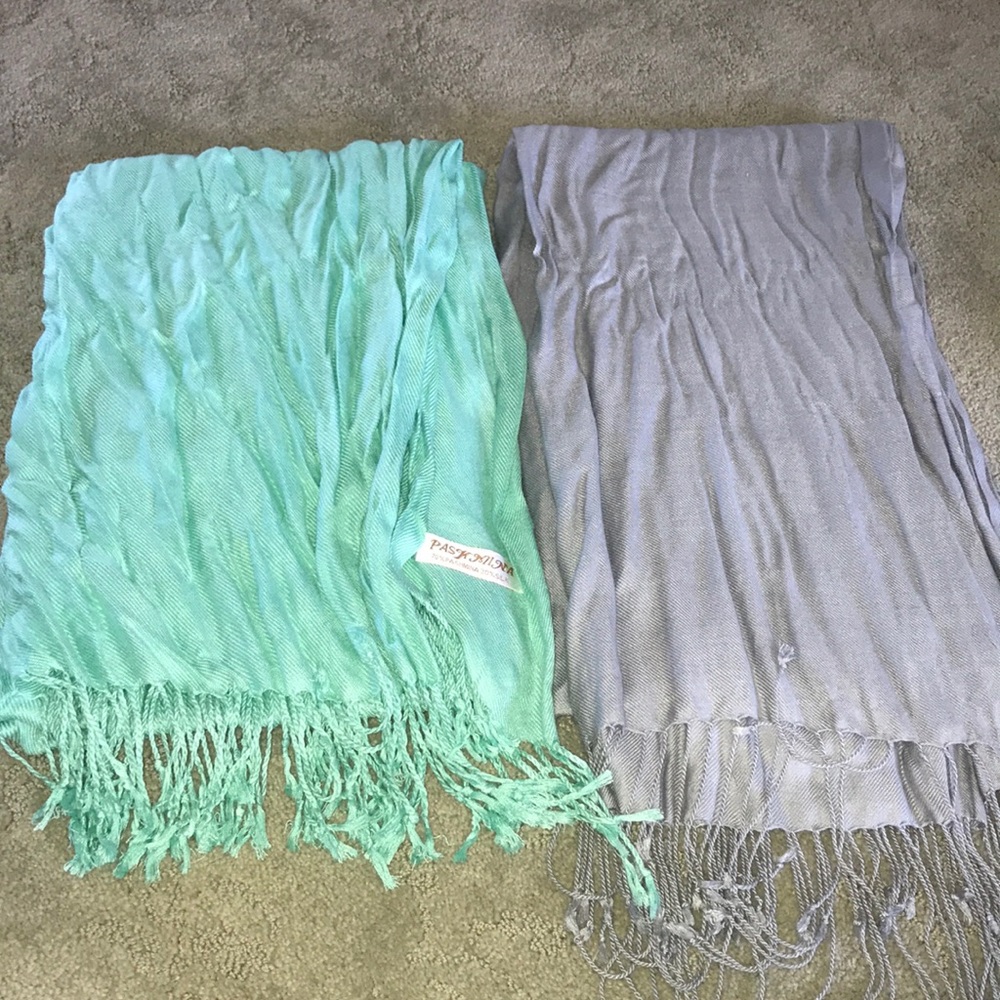 Two plain color simple scarfs